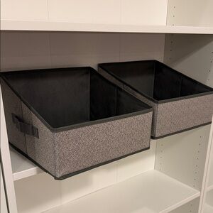 Set of 6 Foldable Gray Storage Bins